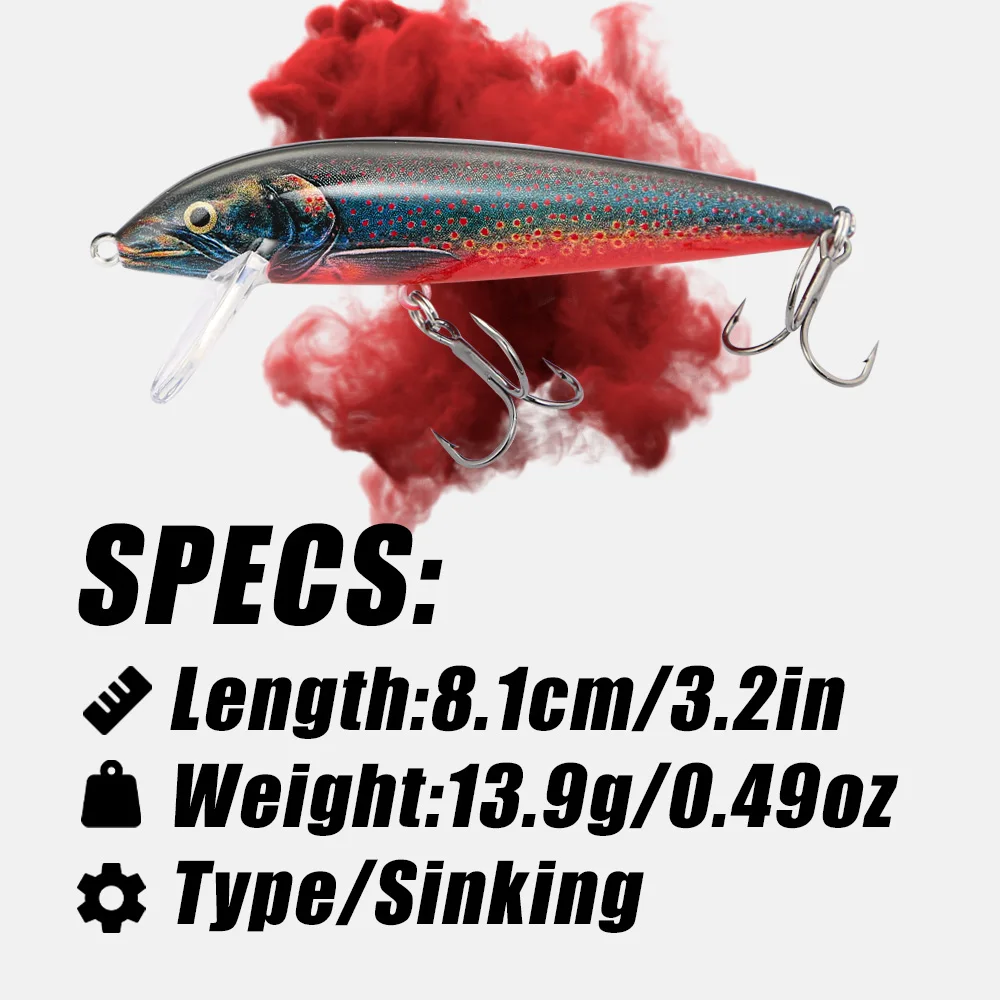 B & u 80mm afundando minnow os - Fishing Lure Jerkbait avaliação e preço
